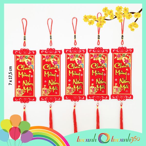  Set 5 liễn treo tết size 7cm Chúc Mừng Năm Mới 