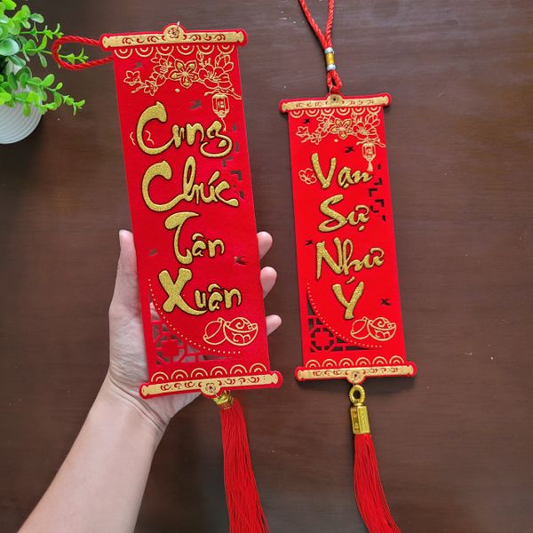  Liễn treo trang trí tết size 10cm (2 cái) 