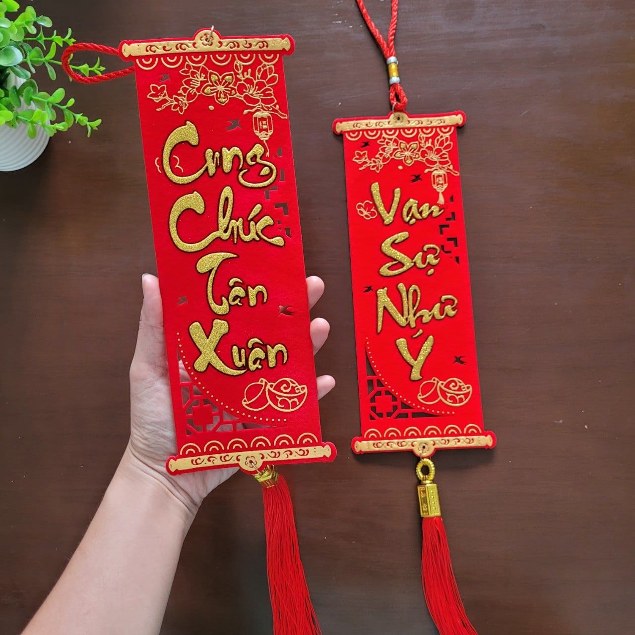  Liễn treo trang trí tết size 10cm (2 cái) 