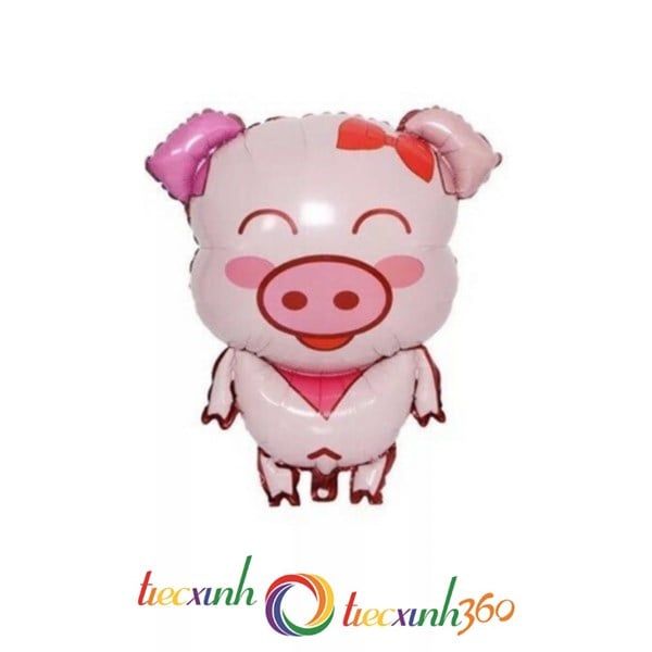  Bong bóng hình bé heo - Hồng 