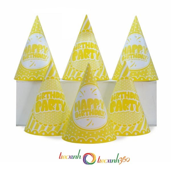  6 nón sinh nhật màu vàng 