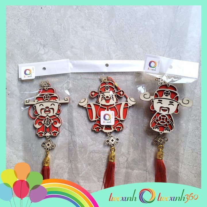  Thần tài treo trang trí Tết bằng gỗ 