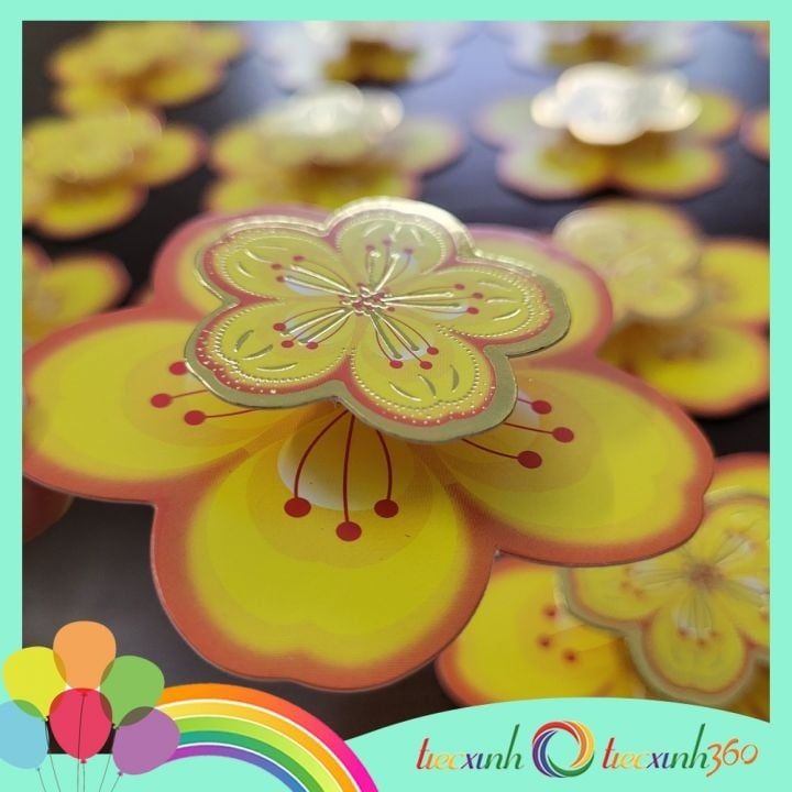  Set hoa mai giấy nổi trang trí Tết - 4 cái lớn 