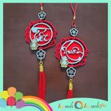  Set 2 phụ kiện treo trang trí Tết bằng gỗ viền nhung ( tết xuân) 