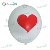  Bong bóng cao su in trái tim đỏ - trắng gói 10 cái 