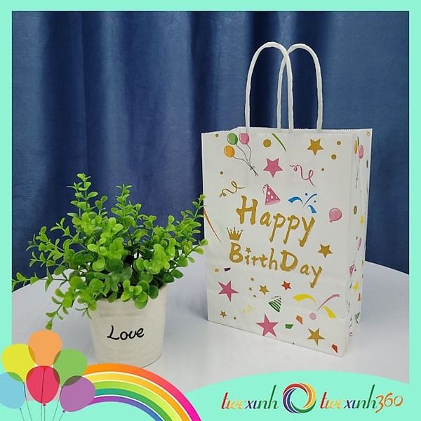  02 túi giấy đựng quà cho tiệc sinh nhật (15 x 21 x 8 cm) 