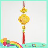 Set 5 dây treo trang trí Tết mẫu lồng đèn chữ Phúc màu vàng lá kẻm 