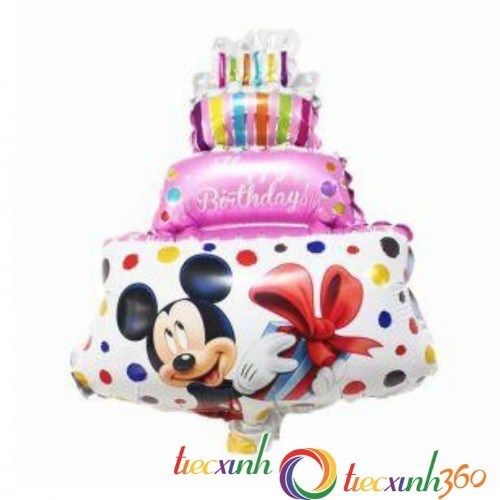  Bong bóng hình bánh sinh nhật Mickey - hồng 