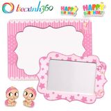  2 khung hình giấy để bàn trang trí sinh nhật cho bé - Hồng (Girl) 