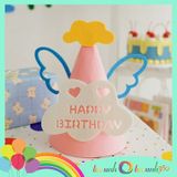  Nón sinh nhật Happy Birthday cánh mây bằng vải nỉ 