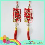  Set 2 phụ kiện treo trang trí Tết bằng gỗ viền nhung ( An Vui) 