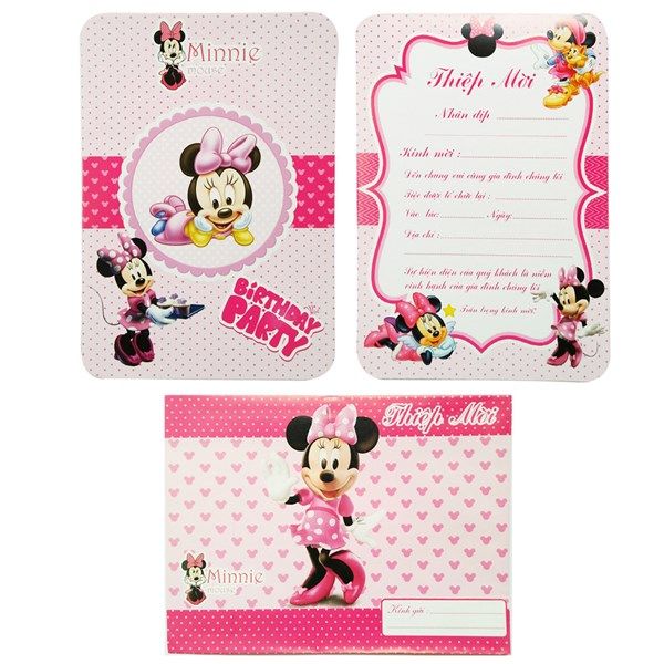  Combo 10 thiệp mời sinh nhật Minnie 