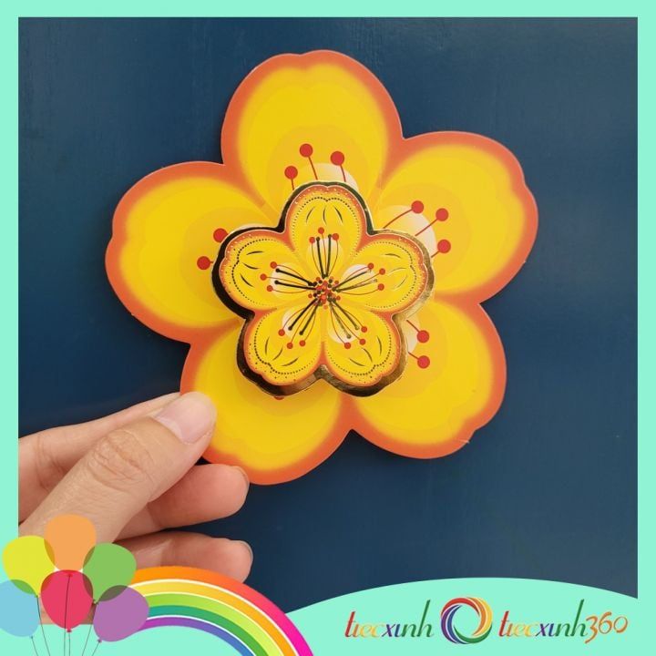  Set hoa mai giấy nổi trang trí Tết - 12 cái trung 