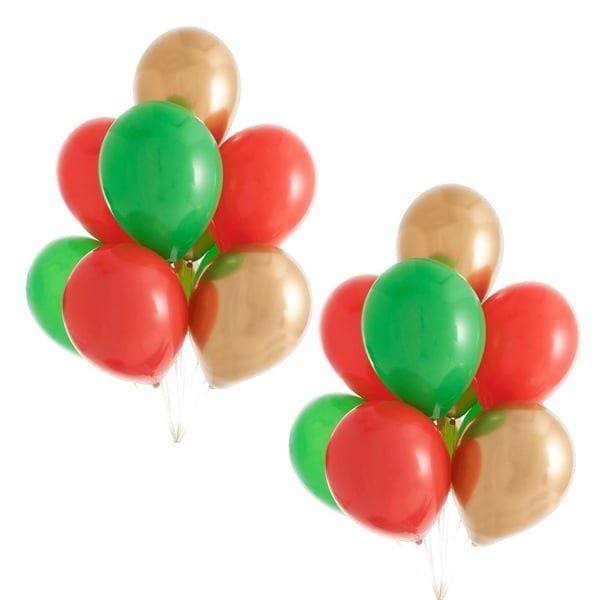  Bong bóng cao su trang trí Noel mix xanh lá - đỏ - gold gói 20 cái 