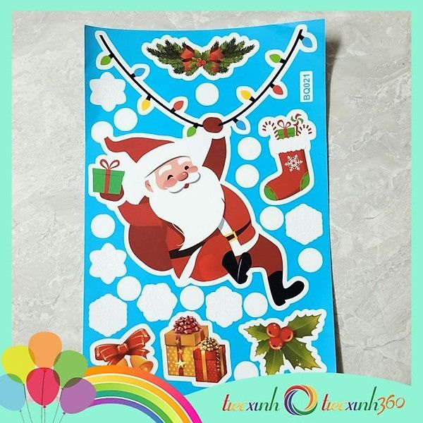  Decal trang tri giáng sinh hình ông già Noel 20 x 30cm - M3 