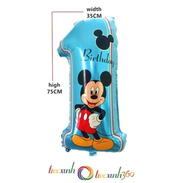  Bong bóng số 1 chủ đề Mickey (70CM) 