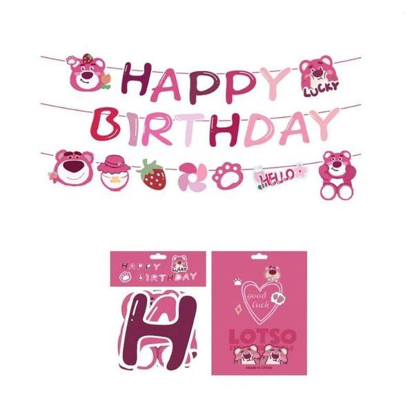  Dây chữ Happy Birthday hình gấu dâu 