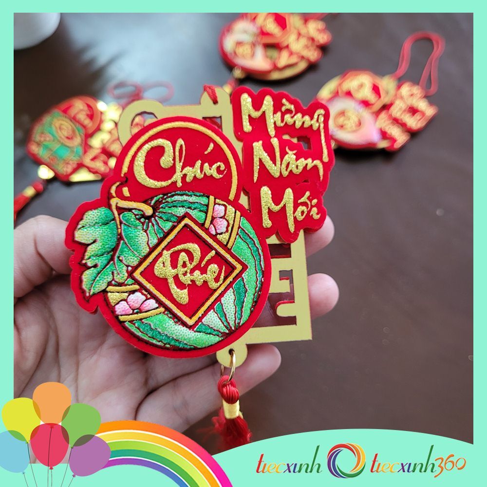  Set 5 phụ kiện nỉ nhung treo trang trí Tết (ngẫu nhiên) Mẫu ngũ quả - câu đối 