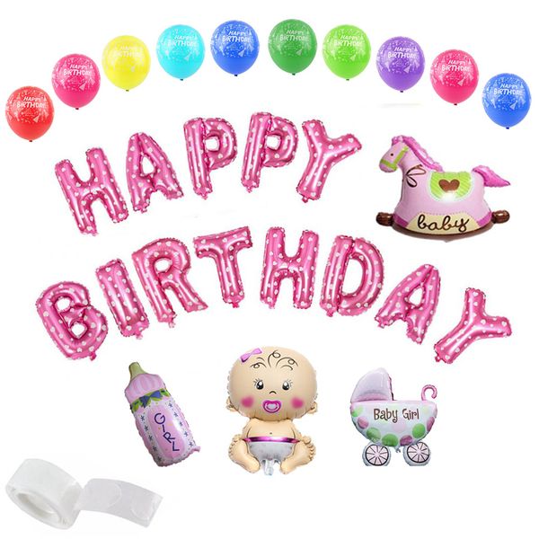  Bộ bong bóng sinh nhật Baby Girl - Hồng 