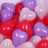  Bong bóng cao su hình trái tim mix đỏ - trắng - tím 
