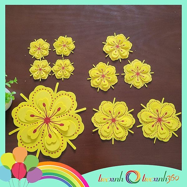  Set hoa mai tim mút dẻo trang trí Tết 