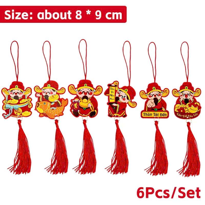  Set 6 tag giấy treo tết mẫu thần tài Mca 