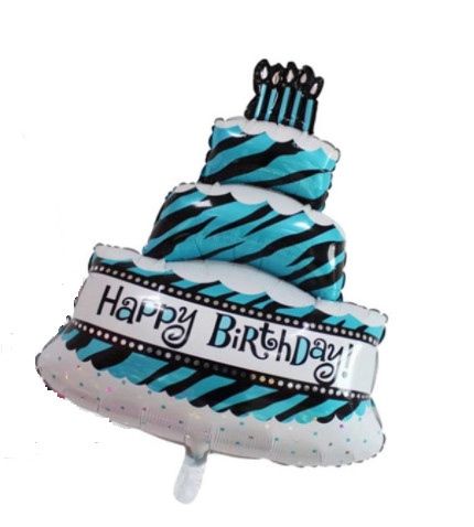  Bong bóng hình bánh sinh nhật 3 tầng - xanh 