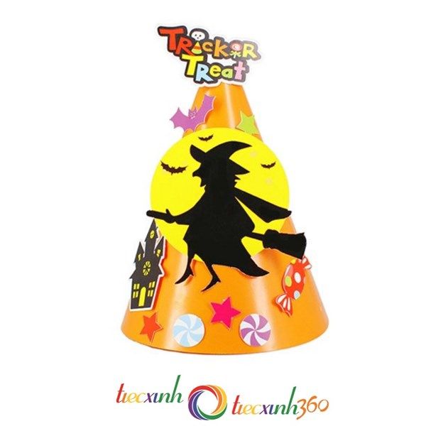  NÓN GIẤY HÓA TRANG HALLOWEEN - Phù thủy cam 
