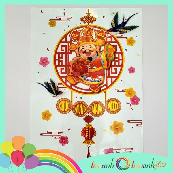  Decal trang trí Tết Xuân Năm mới ( Thần tài Khánh) 