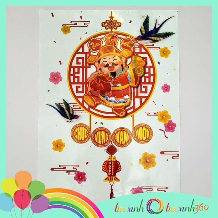  Decal trang trí Tết Xuân Năm mới ( Thần tài Khánh) 
