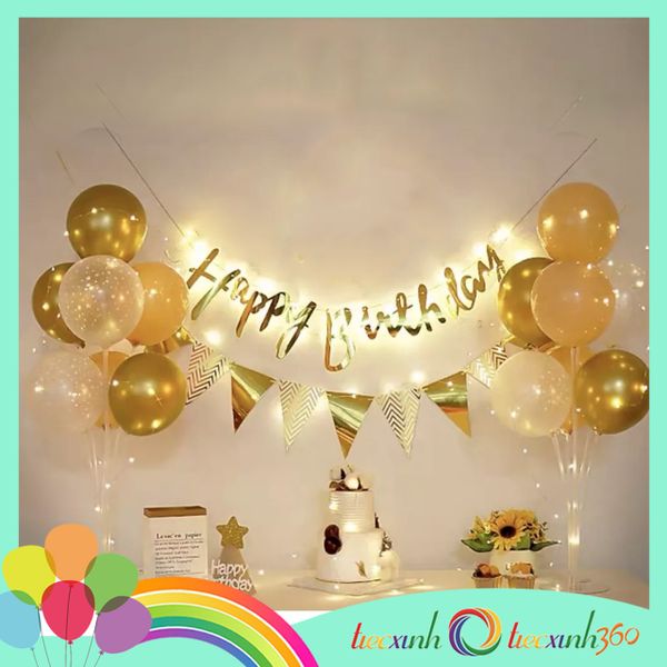 Combo trang trí sinh nhật 2 trụ bóng - Vàng 
