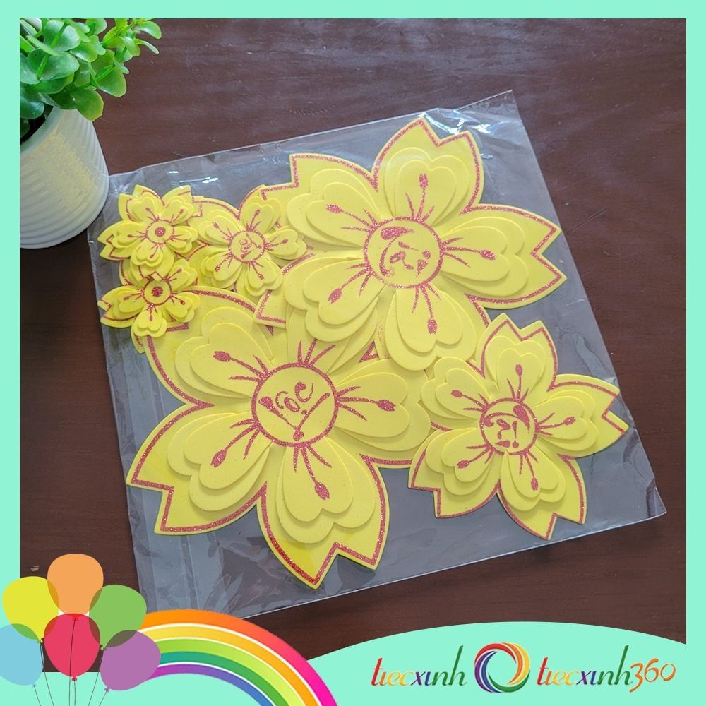  Set hoa mai Tài Lộc mút dẻo trang trí Tết 