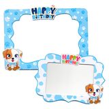  2 khung ảnh giấy để bàn trang trí sinh nhật hình cún - Xanh (Bé trai) 