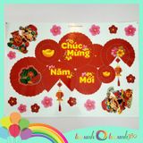  Decal trang trí Tết Xuân Năm mới ( Chúc mừng năm mới Quạt) 