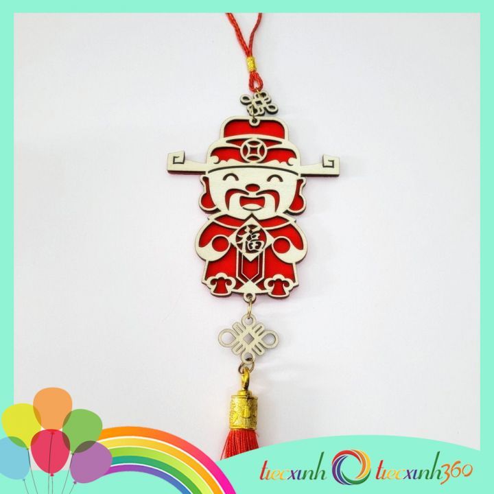  Thần tài treo trang trí Tết bằng gỗ 