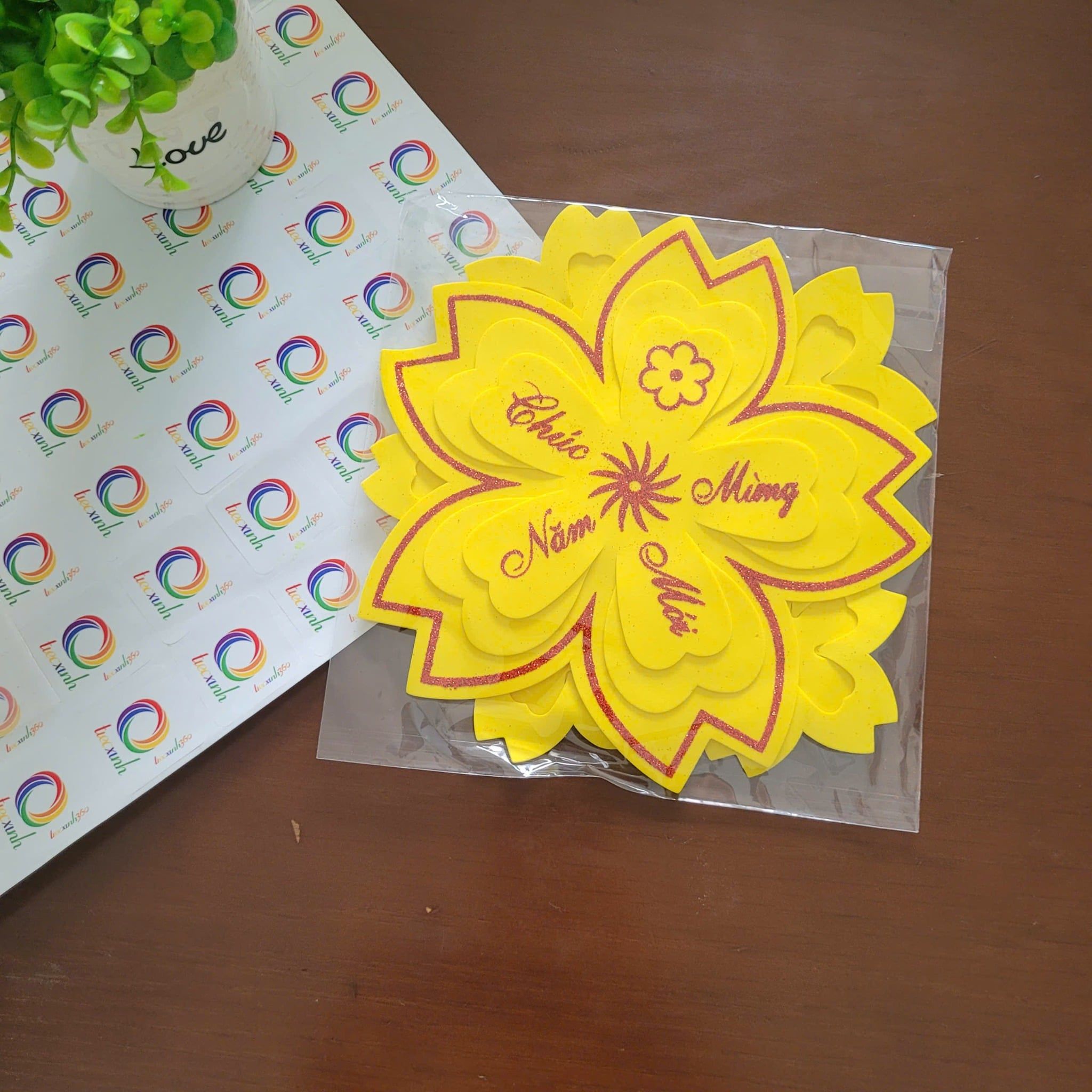  Set hoa mai chúc mừng năm mới mút dẻo trang trí Tết 