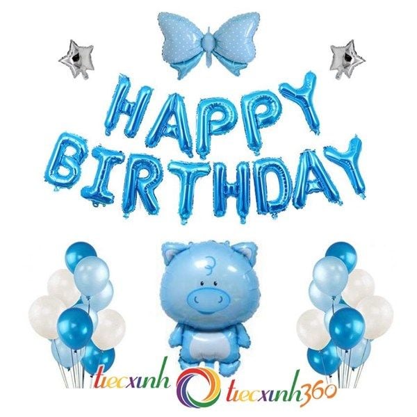  Bộ bong bóng chủ đề heo con - Xanh 