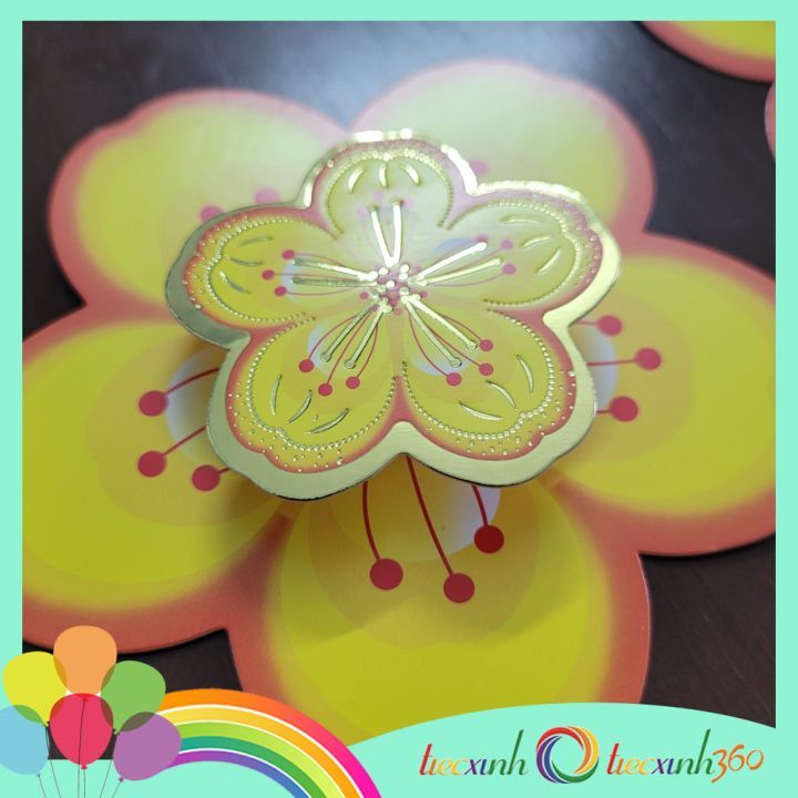  Set hoa mai giấy nổi trang trí Tết - 16 cái nhỏ 