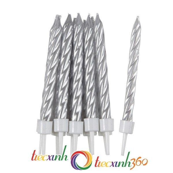  Hộp 10 nến trang trí sinh nhật _bạc 