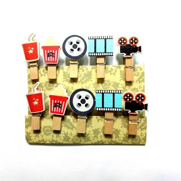  Bộ kẹp gỗ chủ đề rạp chiếu phim (10 cái) 
