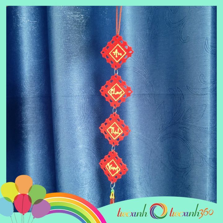  Set 5 phụ kiện nỉ nhung treo trang trí Tết (ngẫu nhiên) Mẫu thoi 4,5 x 20 cm 