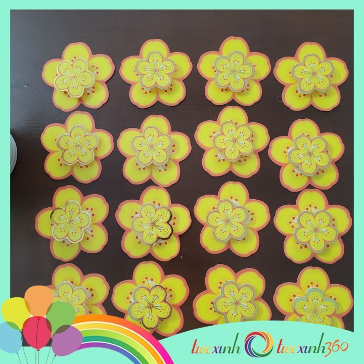  Set hoa mai giấy nổi trang trí Tết - 16 cái nhỏ 