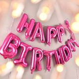  Bong bóng chữ Happy Birthday - Hồng đậm trơn 