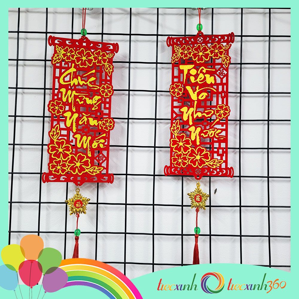  Liễn nhung câu đối chúc tết trang trí năm mới 25 cm 