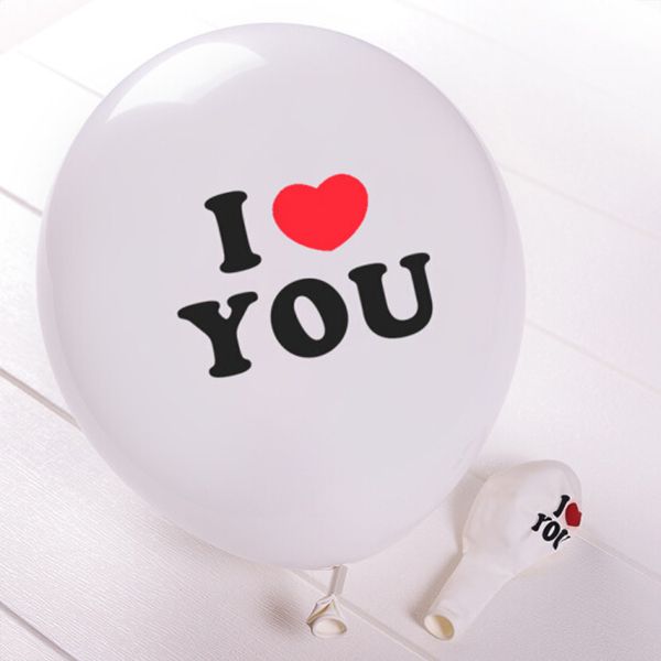 10 bong bóng in chữ I Love You - Trắng 