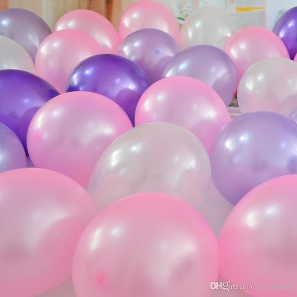  Bong bóng cao su mix hồng - tím - trắng (nhũ) gói 30 cái 