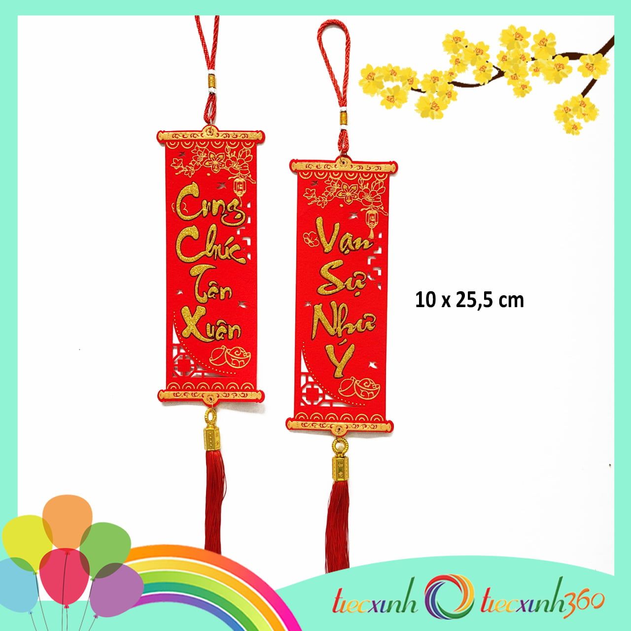  Liễn treo trang trí tết size 10cm (2 cái) 