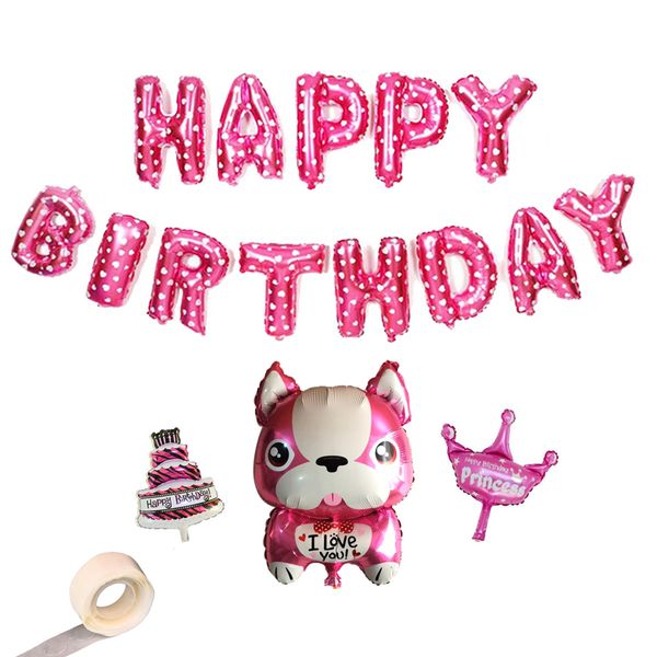  Bộ bong bóng sinh nhật Cún - Hồng 
