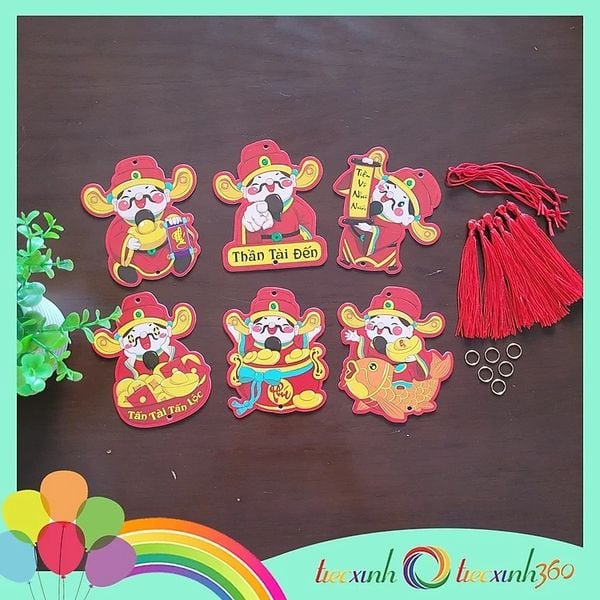  Set 6 tag giấy treo tết mẫu thần tài Mca 