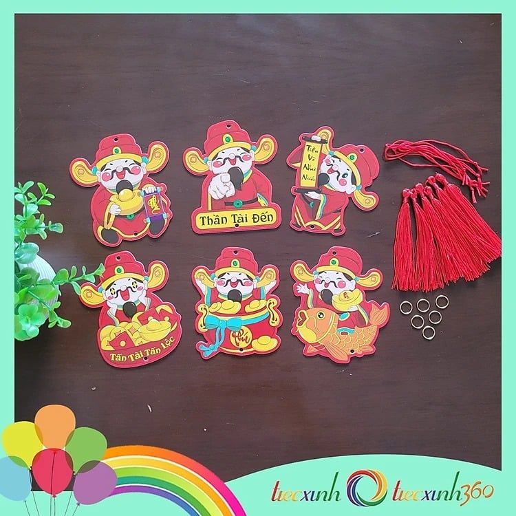  Set 6 tag giấy treo tết mẫu thần tài Mca 